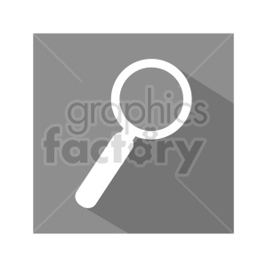 Clipart image of a white magnifying glass on a gray background, casting a shadow.