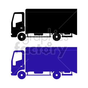 Clipart image featuring two delivery trucks in black and blue colors.