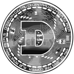 black and white dogecoin vector graphic