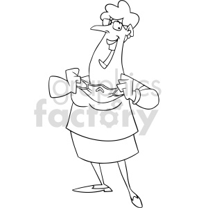 black and white cartoon lady removing mask vector clipart