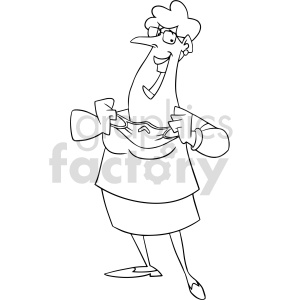 Black and white cartoon lady removing mask vector clipart