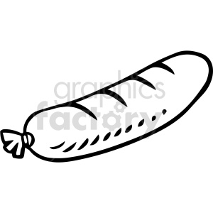 Black and white clipart illustration of a sausage or pate.