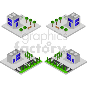 buildings bundle isometric vector graphic