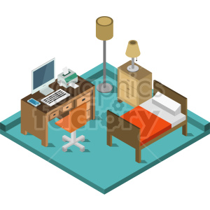 small room isometric vector graphic
