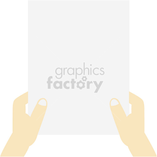 Clipart image of two hands holding a blank sheet of paper.