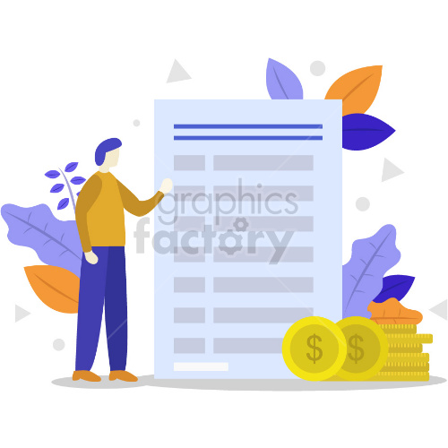 Person reviewing contract vector graphic illustration