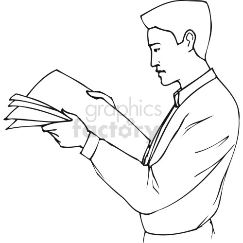 Man Reading Newspaper Black White Clipart At Graphics Factory