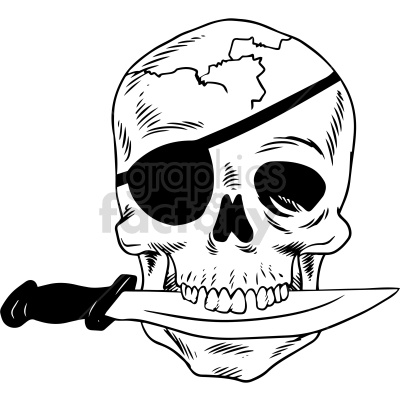 black white pirate skull clipart