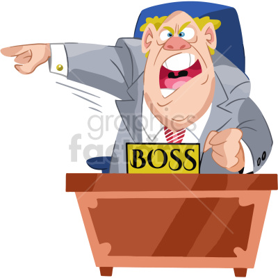 Angry Cartoon Boss Behind Desk