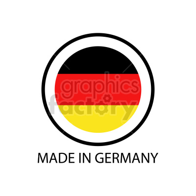 A clipart image featuring the flag of Germany inside a circle with the text 'MADE IN GERMANY' written below it.