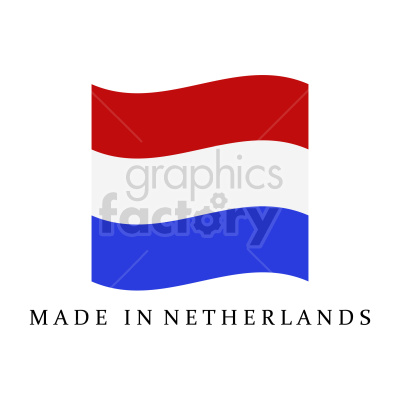 Clipart image showing a wavy flag of the Netherlands above the text 'MADE IN NETHERLANDS' in capital letters.