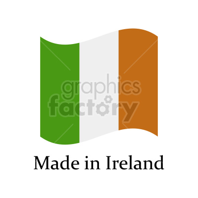 Clipart image of the Irish flag with the text 'Made in Ireland' underneath.