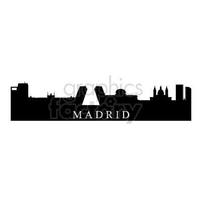 Clipart image of the Madrid skyline silhouette with notable landmarks.