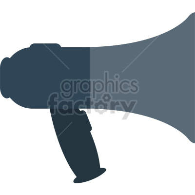 Clipart image of a megaphone in shades of blue and gray on a white background.