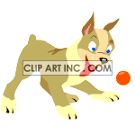 animated puppy playing with a red ball