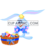Animated jumping bunny by basket of eggs