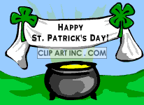 Animated banner over a pot of gold