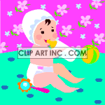 Animated baby girl drinking a bottle
