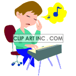 Animated boy playing the keyboard