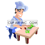 Male chef chopping celery