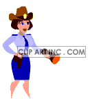 animated female officer with a flashlight