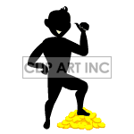 animated man standing on a pile of gold