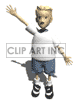 Animated boy in shorts and a t-shirt waving