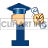 This animated gif is the number 1. It has a graduation hat on and is moving side to side. It is holding its graduation papers in a hand that is floating and not attached to the body