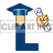 This animated gif is the letter l. It has a graduation hat on and is moving side to side. It is holding its graduation papers in a hand that is floating and not attached to the body