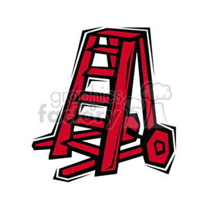 Red stepladder on wheels