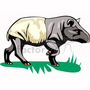 Stylized Tapir Illustration on Grass - Wildlife