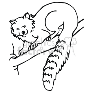 The line art drawing shows a lemur, a type of primate, perched on a branch