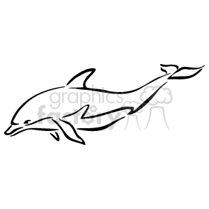 The image is a line art drawing of a dolphin. It is a simple, stylized representation of this marine mammal, which is known for its intelligence, playful behavior, and agility in the water. Dolphins are considered one of the most charismatic inhabitants of the ocean.