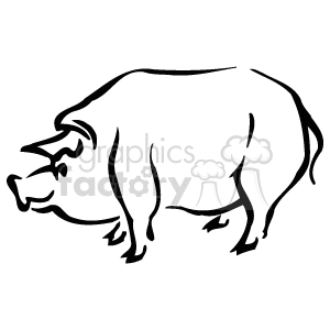   The image is a line art representation of a pig. It