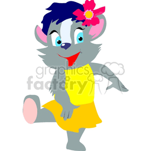 Cheerful Dancing Mouse in Yellow Dress