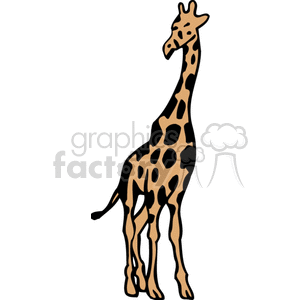 This clipart image shows a stylized illustration of a single giraffe. The giraffe is depicted with characteristic long legs and neck, with a pattern of dark spots across its body against a tan background, which is typical of the giraffe's natural coat pattern.