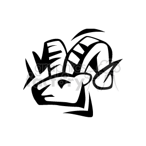The clipart image shows an abstract, stylized representation of a mountain ram. The image features the head of the ram with prominent curved horns, using bold black lines and sharp angles to create an almost geometric appearance. It's an artistic rendering rather than a realistic depiction of the animal.