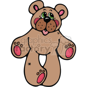 The clipart image shows a small, cartoon-style teddy bear. The bear is a stuffed animal toy with brown fur and a smiling expression.