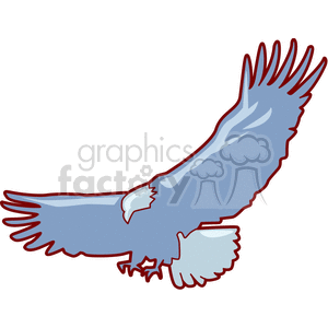 A clipart image of an eagle in flight, showing the bird with wings spread wide.