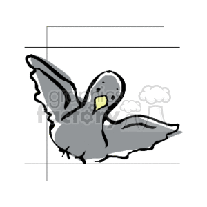   The clipart image displays a stylized representation of a pigeon mid-flight. The pigeon
