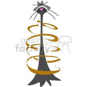 Abstract Cat Design - Playful Feline with Golden Spirals