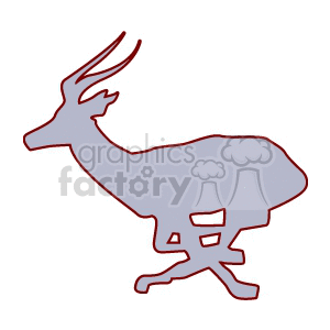 The clipart image depicts a stylized outline of a deer-like animal, which could represent a deer, an antelope, a gazelle, or a similar animal due to its slender body and the presence of antlers or horns.