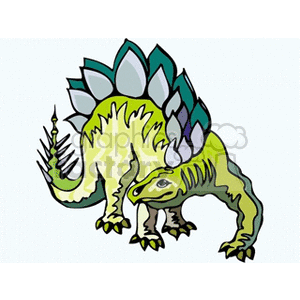The clipart image depicts a stylized representation of a dinosaur, specifically resembling a Stegosaurus. The dinosaur is shown with prominent back plates and tail spikes, which are characteristic features of Stegosaurus.