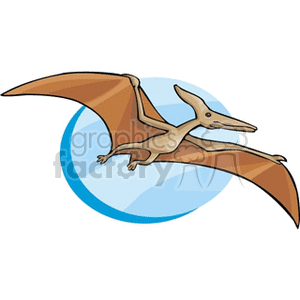 The clipart image depicts a stylized representation of a pterosaur, a type of flying reptile that lived during the time of the dinosaurs. It's not a dinosaur or a bird, but often associated with them due to its prehistoric origin and its wings, which are reminiscent of modern-day birds.