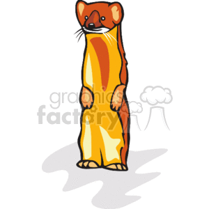 The clipart image shows a prairie dog, a small burrowing rodent native to the grasslands of North America. The prairie dog in this image is standing upright on its hind legs with its front paws raised, as if it is looking out or communicating with others of its kind.
