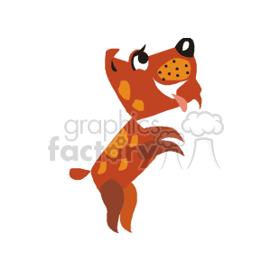 The clipart image contains a stylized cartoon representation of a dog standing on its hind legs. The dog appears to have a happy expression with its tongue out, and it has spots on its body, indicative of certain breeds