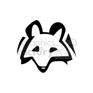 Stylized Fox Head - Black and White Animal