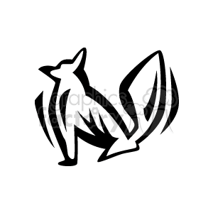The image is a black and white clipart of a stylized fox. It features bold, simplified lines that represent the shape and contours of a fox in a graphic manner.