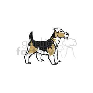 The clipart image depicts a side profile of a dog, possibly an Airedale Terrier. The artwork is stylized with outlines and distinct coloring areas, capturing the essence of a dog in a simplified form.