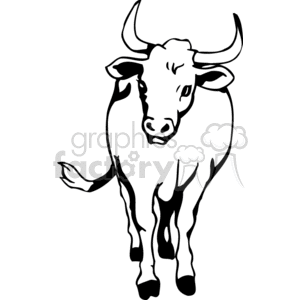The clipart image depicts a stylized illustration of a bull. It features the head and upper body of the bull facing forward with prominent horns and a calm facial expression.